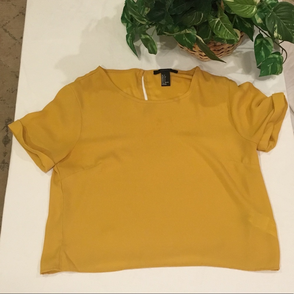 Cuffed-sleeve chiffon top, F21, S